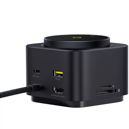 Hub USB-C Baseus MagPro II 7in1, 1 x USB-A - 2 x USB-C - 1 x HDMI - 1 x QI - 1 x SD - 1 x microSD, Μαύρο B00072900121-00