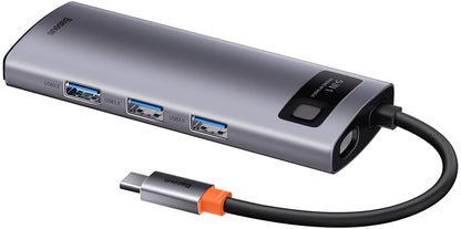 Διανομέας USB-C Baseus Metal Gleam, 3 x USB-A - 1 x USB-C - 1 x HDMI, γκρι WKWG020013 