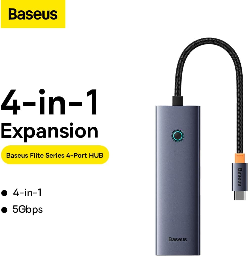 Baseus UltraJoy USB-C Hub, 3 x USB-A 3.0 - 1 x RJ45, γκρι B0005280A813-00 