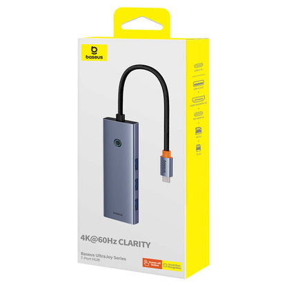 Hub USB-C Baseus UltraJoy, 3 x USB-A 3.0 - 1 x USB-C - 1 x HDMI - 1 x SD - 1 x microSD, Γκρι B00052803811-00