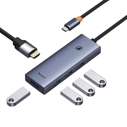 Baseus UltraJoy USB-C Hub, 4 x USB-A 3.0 - 1 x HDMI, γκρι B00052809813-00 