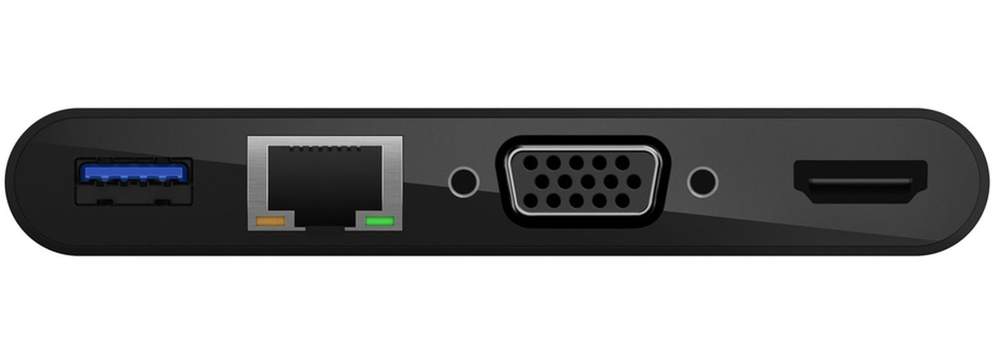 Hub USB-C Belkin Connect, 1 x USB-A 3.0 - 1 x HDMI - 1 x VGA - 1 x RJ45, Μαύρο AVC005btBK