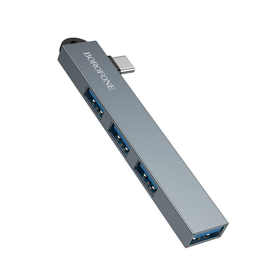 Hub USB-C Borofone FH1A, 4σε1, Γκρι