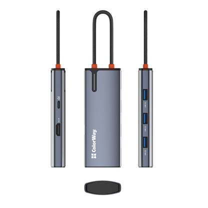 Hub USB-C ColorWay CW-HUB01, 5in1, Ασημί
