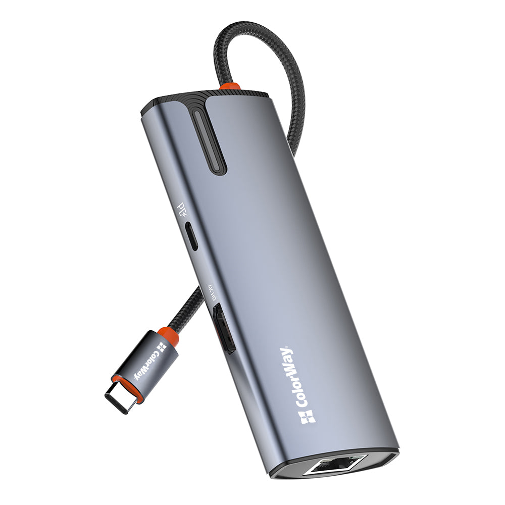 ColorWay CW-HUB02 USB-C Hub, 6in1, Silver
