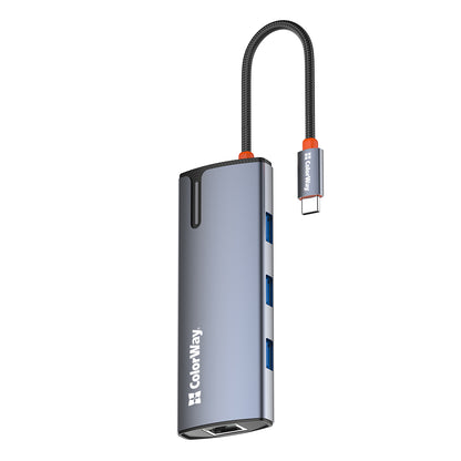 ColorWay CW-HUB02 USB-C Hub, 6in1, Silver