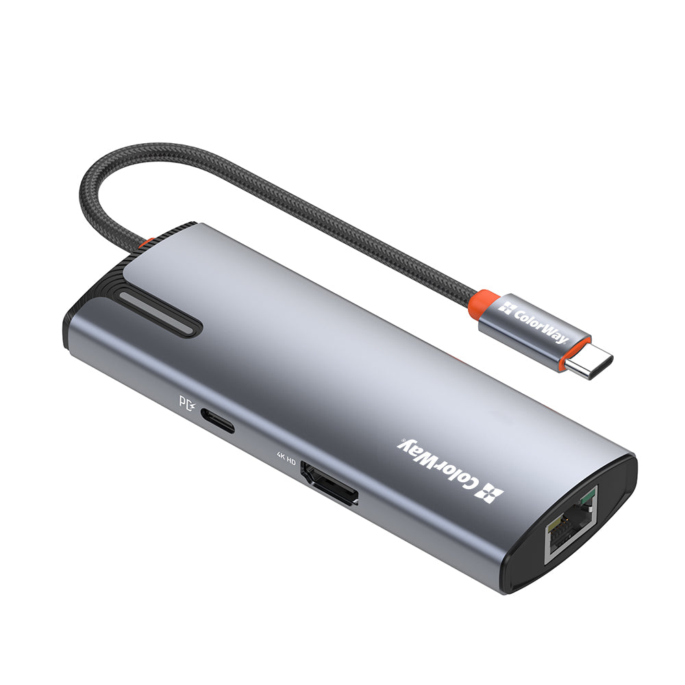 ColorWay CW-HUB02 USB-C Hub, 6in1, Silver
