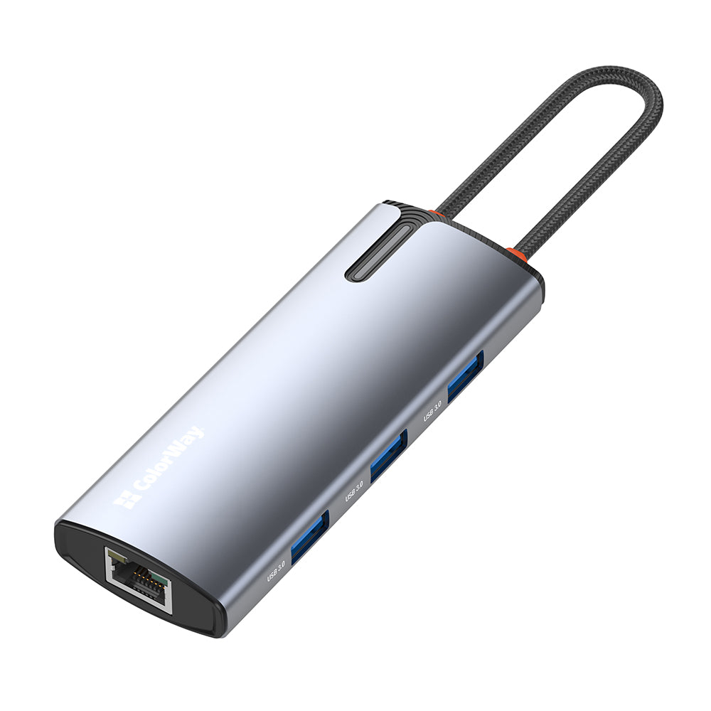 ColorWay CW-HUB02 USB-C Hub, 6in1, Silver