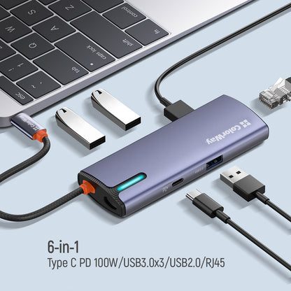 ColorWay CW-HUB03 USB-C Hub, 6in1, Silver