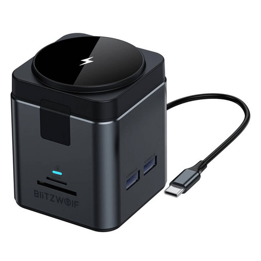 USB-C Hub με Ασύρματη Φόρτιση QI BlitzWolf BW-TH17, 9σε1, Μαύρο