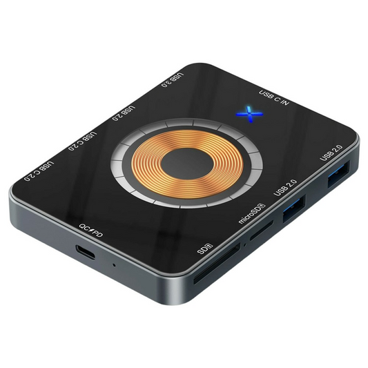 Hub USB-C με Ασύρματη Φόρτιση QI OEM YC7209, 10σε1, Γκρι