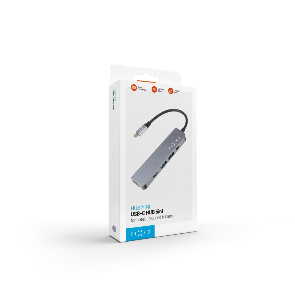 Hub USB-C Fixed, 4in1, Γκρι