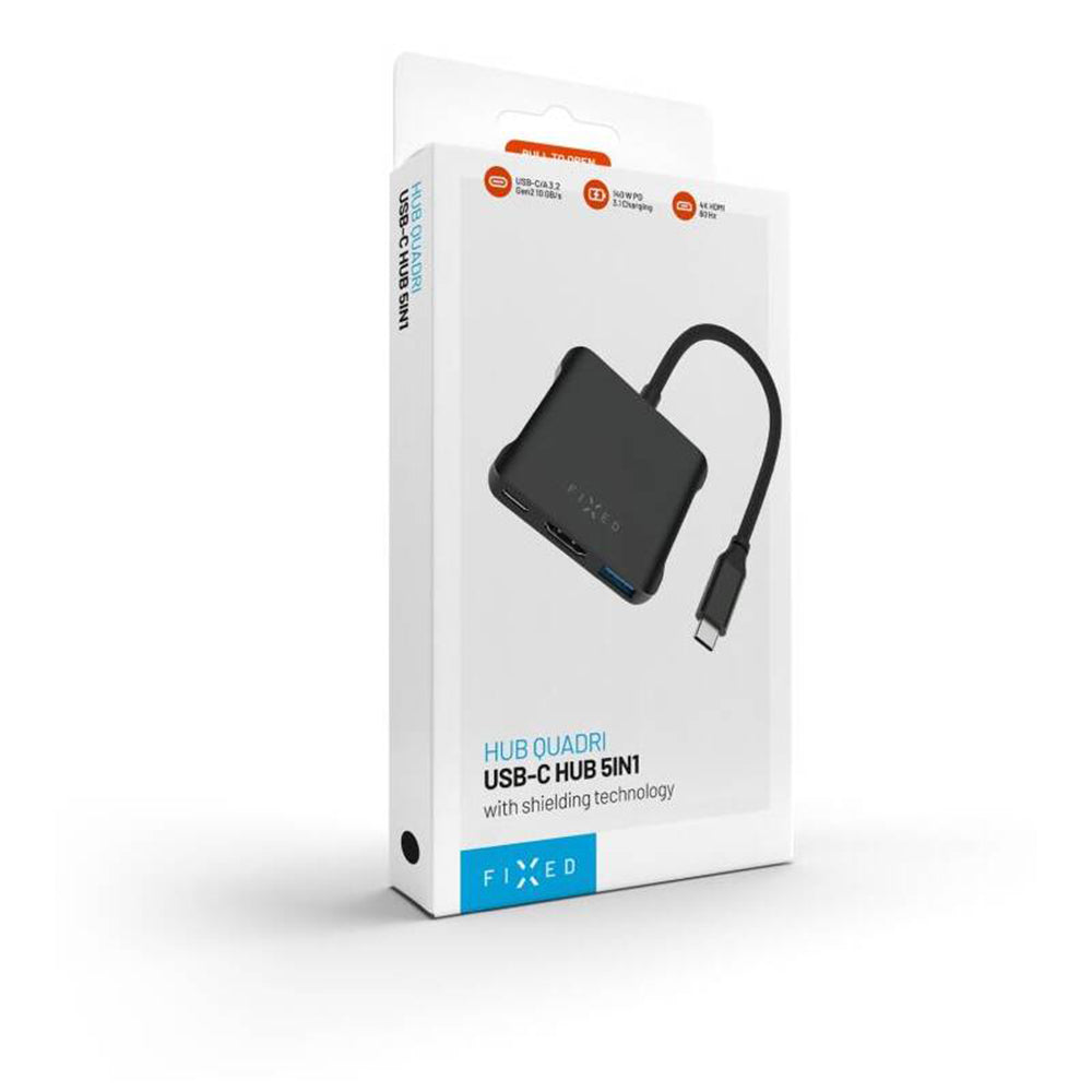Hub USB-C Fixed Quadri, 5σε1, Μαύρο