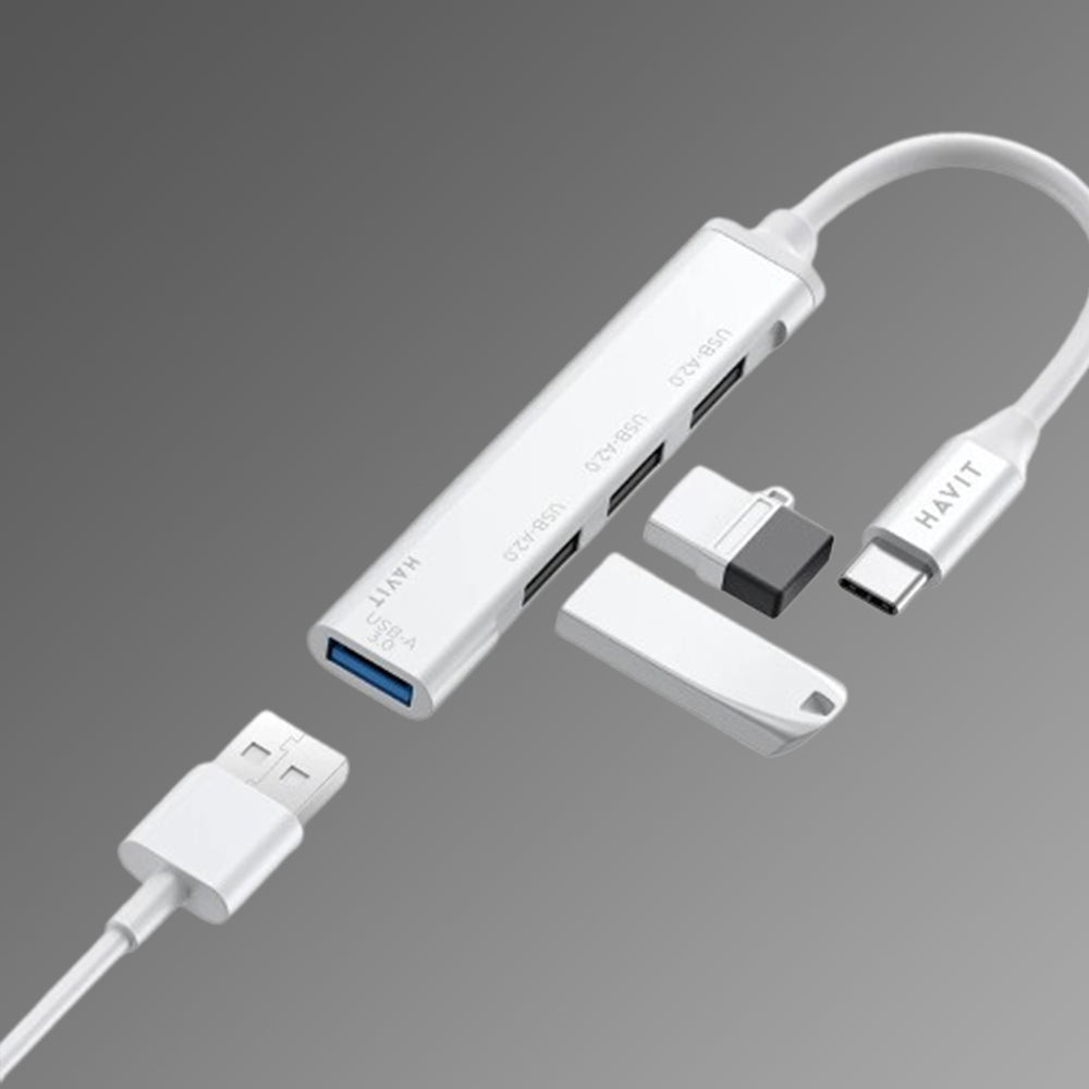 Hub USB-C HAVIT HB41, 4σε1, Ασημί