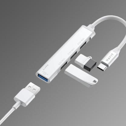Hub USB-C HAVIT HB41, 4σε1, Ασημί