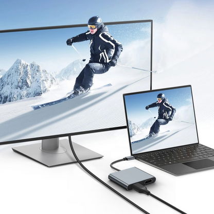 Tech-Protect HB08 USB-C Hub, 1 x USB-A - 1 x USB-C - 2 x HDMI, Gray