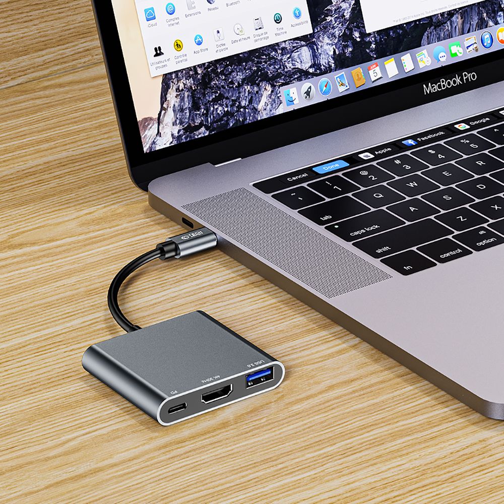 Hub USB-C Tech-Protect V1, USB-A 3.0 - 1 x USB-C - 1 x HDMI, Γκρι