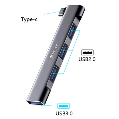 Hub USB-C Techsuit H13 ZenithDock, 4in1, Γκρι