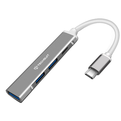Hub USB-C Techsuit H18 PolarisBridge, 4in1, Γκρι Άσπρο
