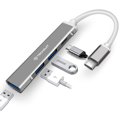 Hub USB-C Techsuit H18 PolarisBridge, 4in1, Γκρι Άσπρο