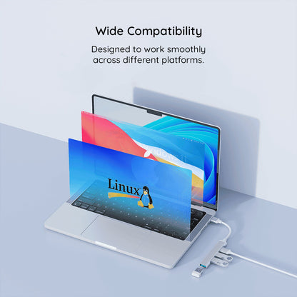 Hub USB-C Techsuit H18 PolarisBridge, 4in1, Γκρι Άσπρο