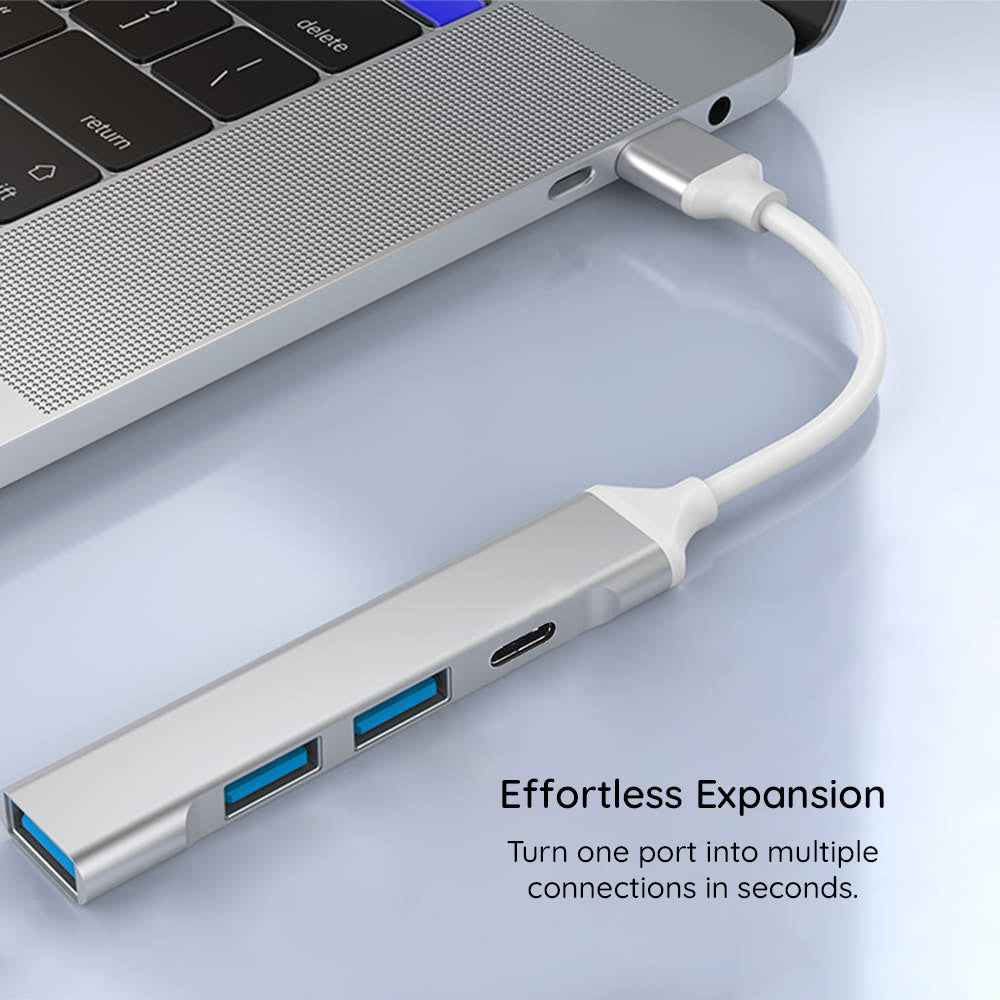 Hub USB-C Techsuit H18 PolarisBridge, 4in1, Γκρι Άσπρο