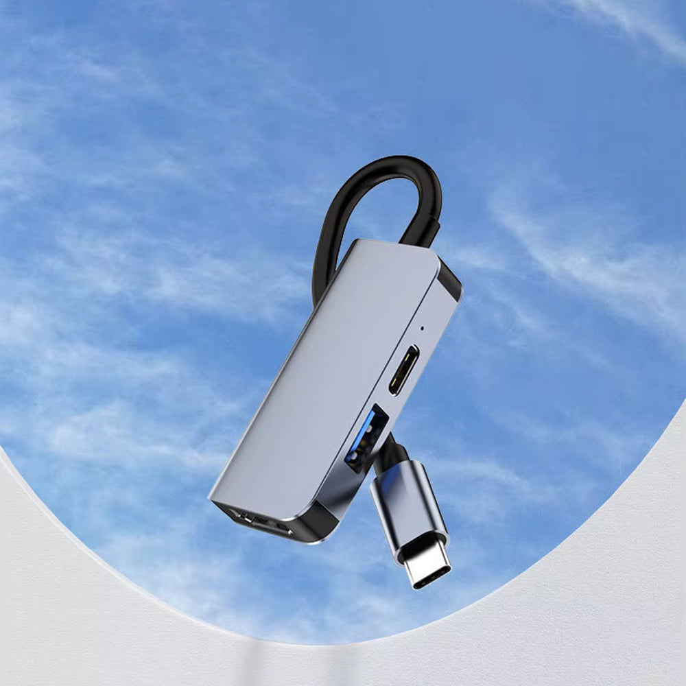 Hub USB-C Techsuit H4 TurboChargeX, 3σε1, Γκρι