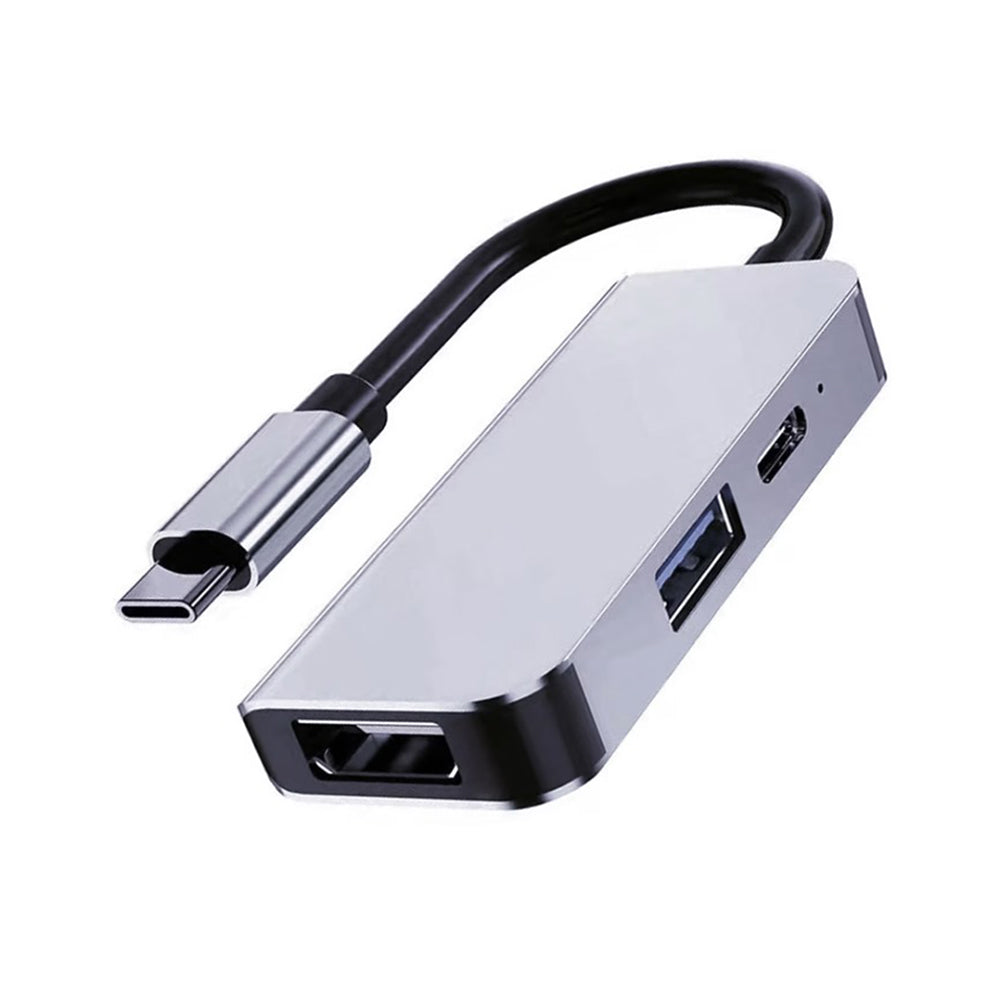Hub USB-C Techsuit H4 TurboChargeX, 3σε1, Γκρι