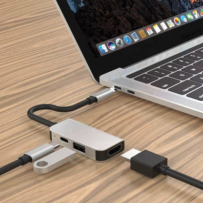 Hub USB-C Techsuit H4 TurboChargeX, 3σε1, Γκρι