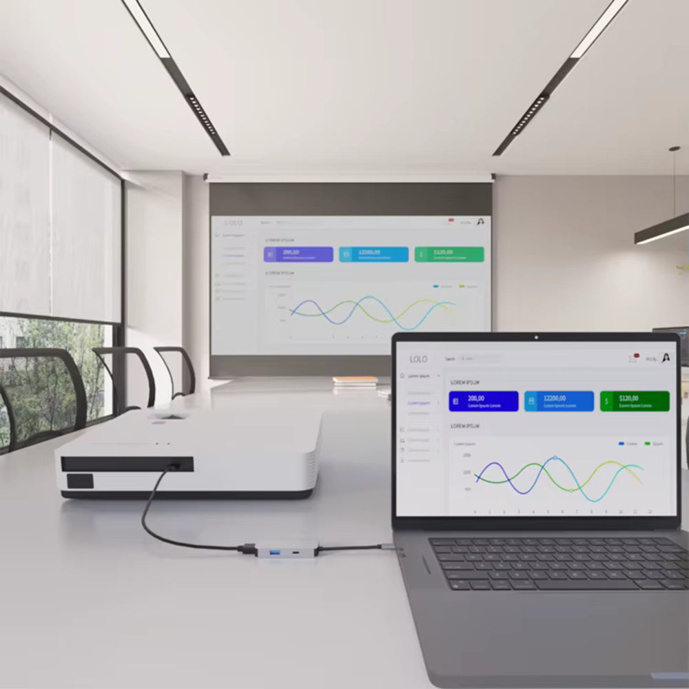 Hub USB-C Techsuit H4 TurboChargeX, 3σε1, Γκρι