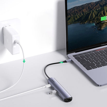 Hub USB-C UGREEN CM418 (10919), 2 x USB-A 3.0 - 1 x USB-C - 1 x HDMI - 1 x RJ45, Γκρι