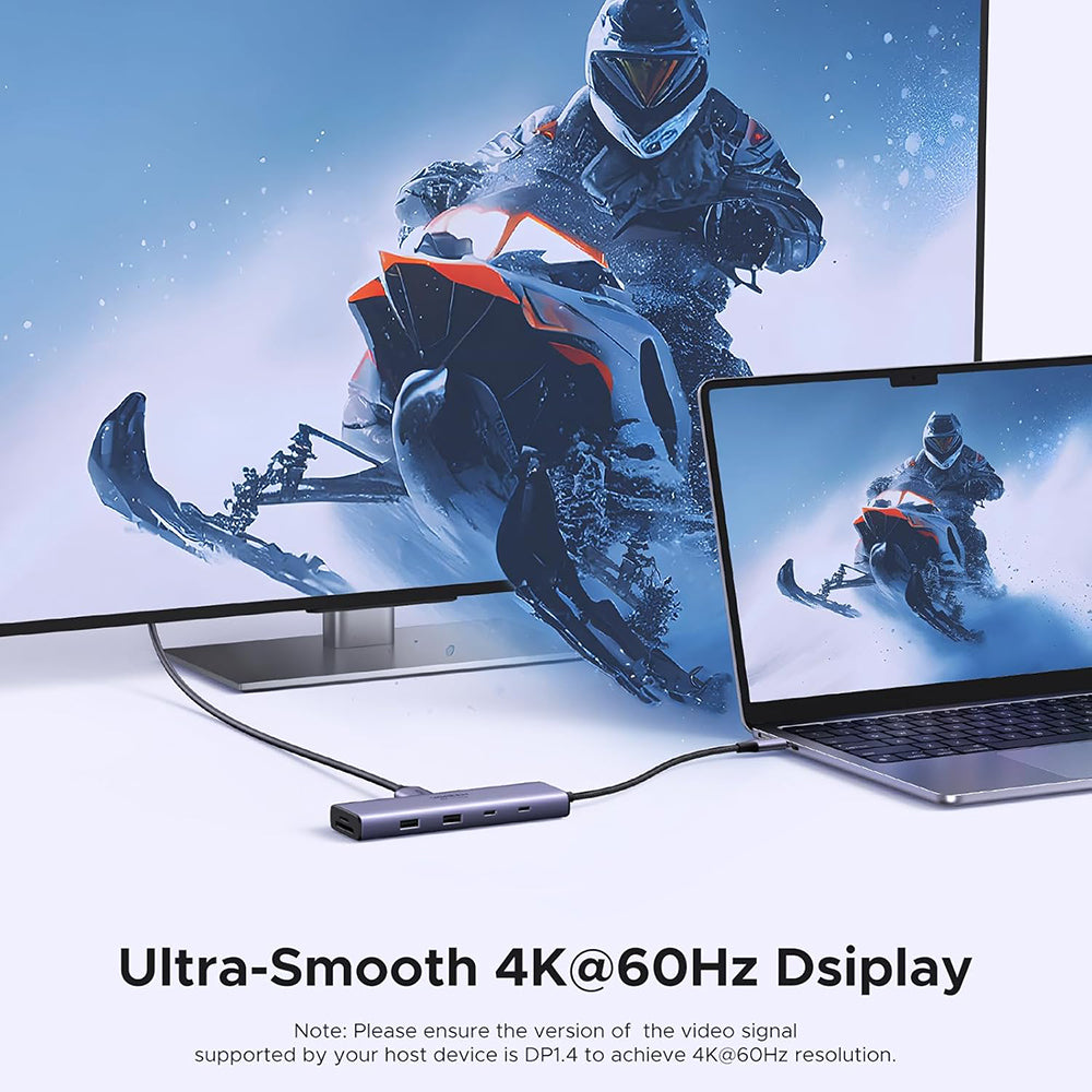 Hub USB-C UGREEN CM498 (15375), 2 x USB-A - 3 x USB-C - 1 x HDMI - 1 x RJ45 - 1 x SD - 1 x microSD, Γκρι