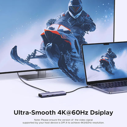 Hub USB-C UGREEN CM498 (15375), 2 x USB-A - 3 x USB-C - 1 x HDMI - 1 x RJ45 - 1 x SD - 1 x microSD, Γκρι