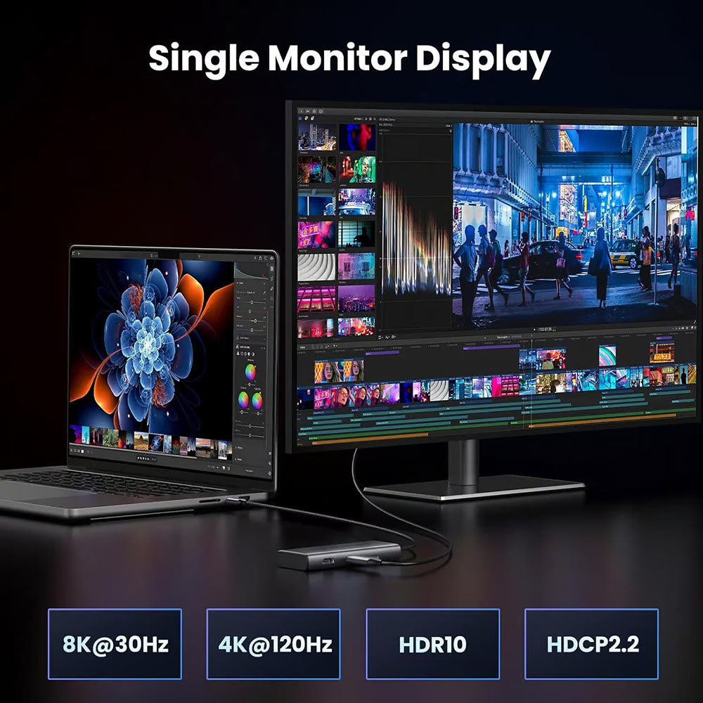 Hub USB-C UGREEN CM498 (15852), 2 x USB-A 3.0 - 2 x USB-C - 2 x HDMI, Γκρι