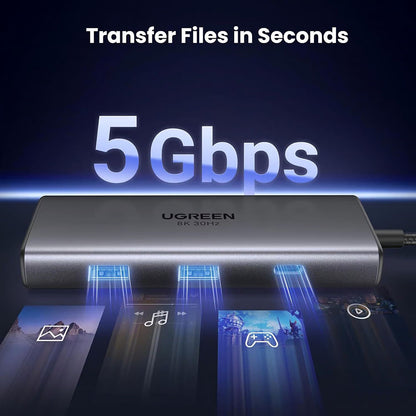 Hub USB-C UGREEN CM498 (15852), 2 x USB-A 3.0 - 2 x USB-C - 2 x HDMI, Γκρι