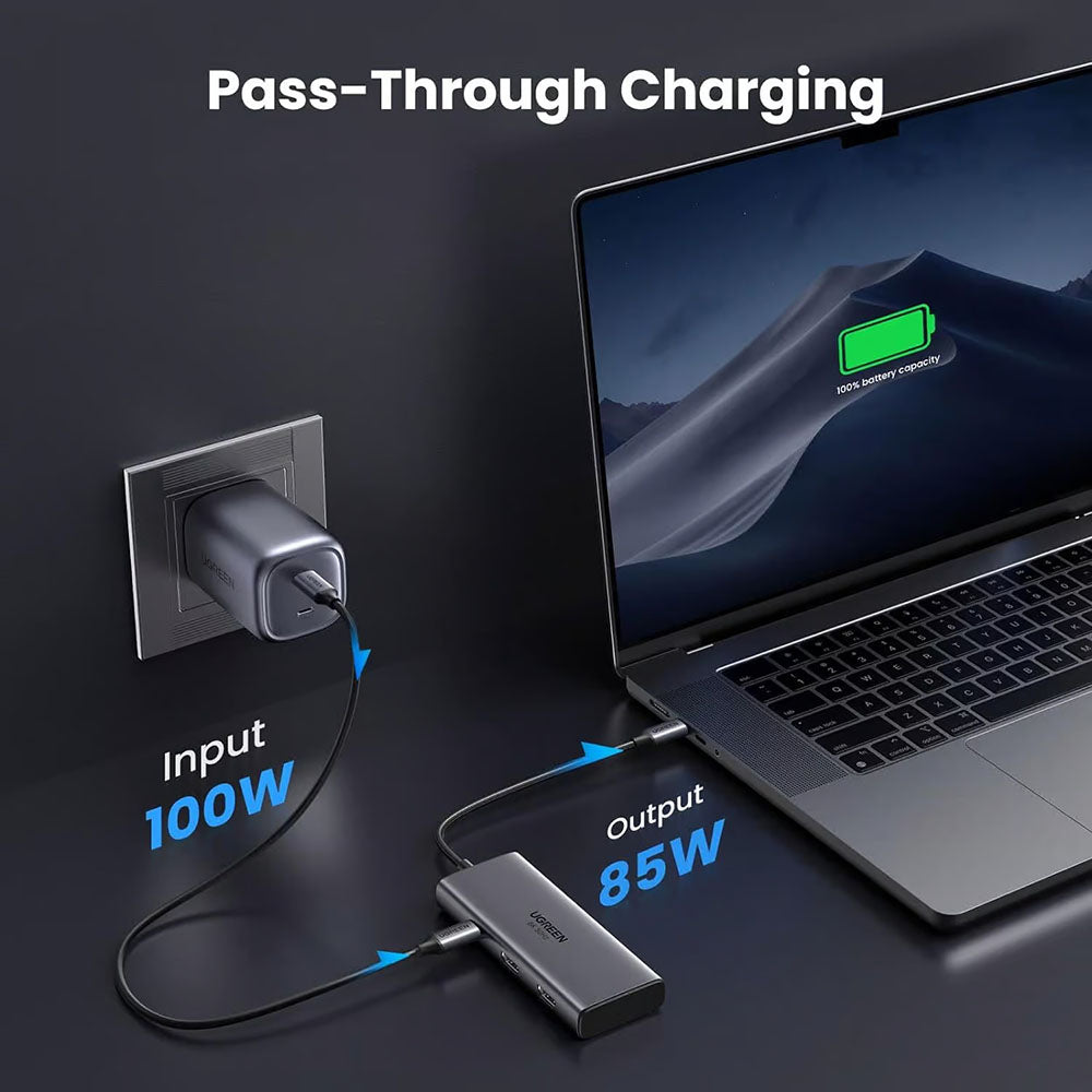 Hub USB-C UGREEN CM498 (15852), 2 x USB-A 3.0 - 2 x USB-C - 2 x HDMI, Γκρι