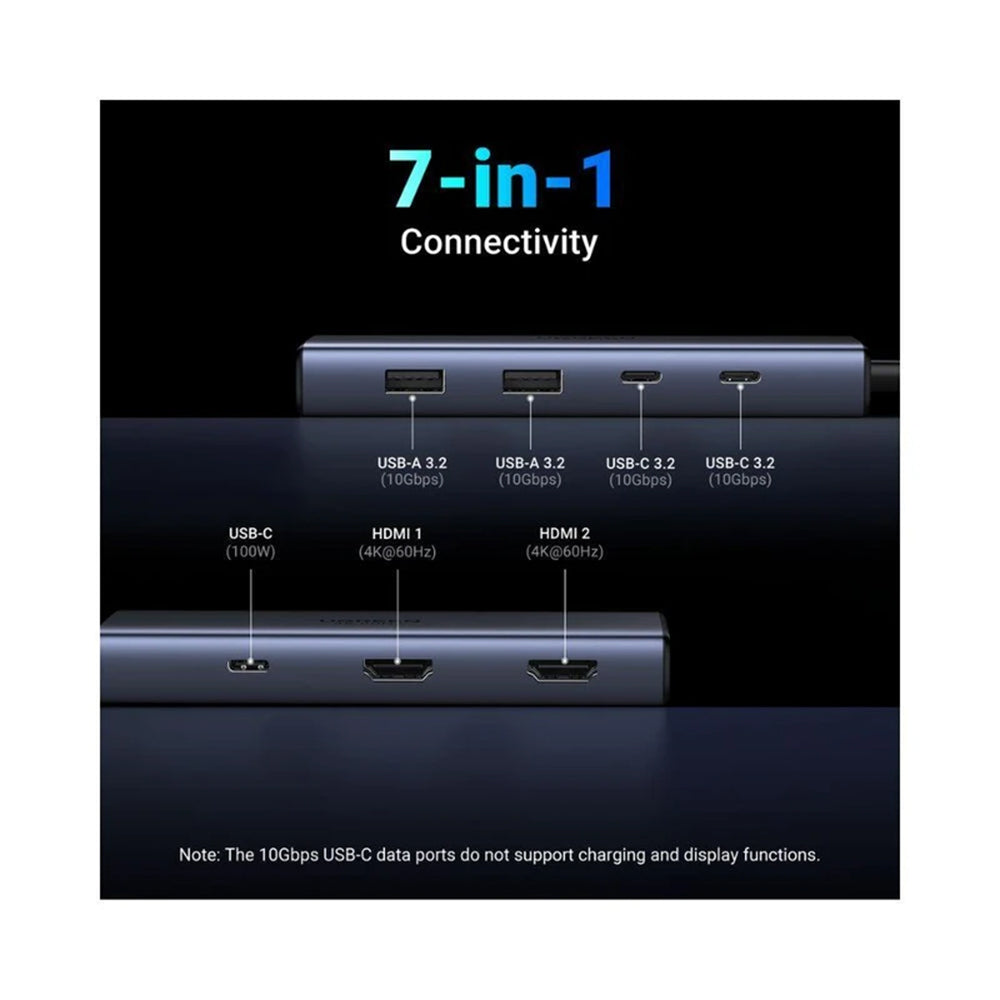 Hub USB-C UGREEN CM498 (45379), 2 x USB-A 3.2 - 3 x USB-C - 2 x HDMI, Γκρι