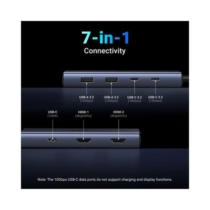 Hub USB-C UGREEN CM498 (45379), 2 x USB-A 3.2 - 3 x USB-C - 2 x HDMI, Γκρι