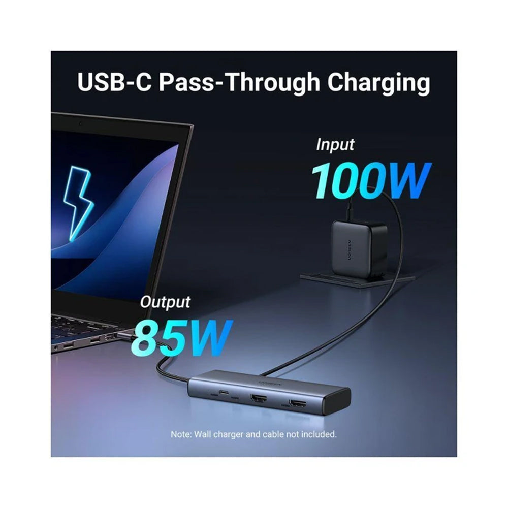 Hub USB-C UGREEN CM498 (45379), 2 x USB-A 3.2 - 3 x USB-C - 2 x HDMI, Γκρι