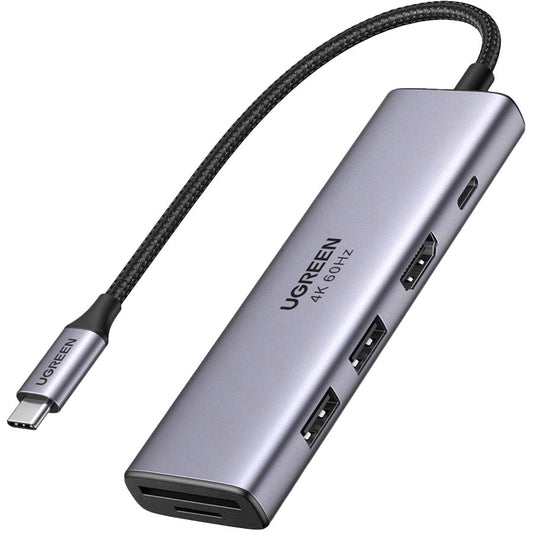 Hub USB-C UGREEN CM511 (60384), 2 x USB-A 3.0 - 1 x USB-C - 1 x HDMI - 1 x SD - 1 x microSD, Γκρι
