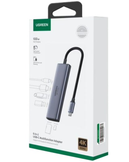 UGREEN CM511 USB-C Hub (60384), 2 x USB-A 3.0 - 1 x USB-C - 1 x HDMI - 1 x SD - 1 x microSD, Gray