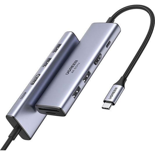 Hub USB-C UGREEN CM511 (60384), 2 x USB-A 3.0 - 1 x USB-C - 1 x HDMI - 1 x SD - 1 x microSD, Γκρι