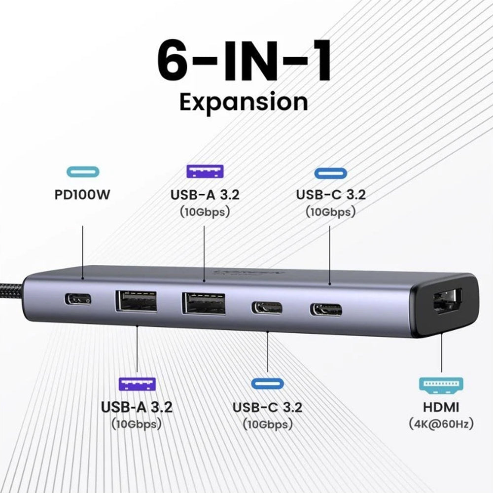 Hub USB-C UGREEN CM511 (35999), 2 x USB-A 3.2 - 3 x USB-C - 1 x HDMI, Γκρι