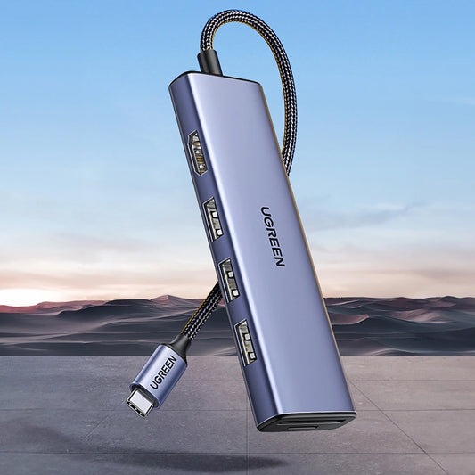 Hub USB-C UGREEN CM511 (20956A), 3 x USB-A 3.0 - 1 x HDMI - 1 x SD - 1 x microSD, Γκρι
