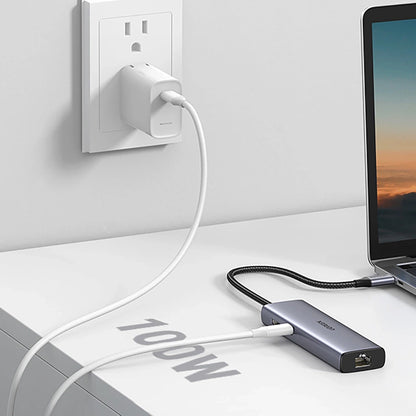 Hub USB-C UGREEN CM512, 2 x USB-A 3.0 - 1 x USB-C - 1 x HDMI - 1 x SD - 1 x microSD - RJ45, Γκρι