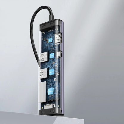 Hub USB-C UGREEN CM512, 2 x USB-A 3.0 - 1 x USB-C - 1 x HDMI - 1 x SD - 1 x microSD - RJ45, Γκρι