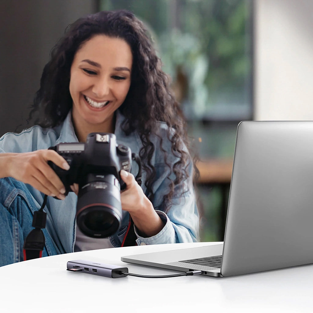 Hub USB-C UGREEN CM512, 2 x USB-A 3.0 - 1 x USB-C - 1 x HDMI - 1 x SD - 1 x microSD - RJ45, Γκρι