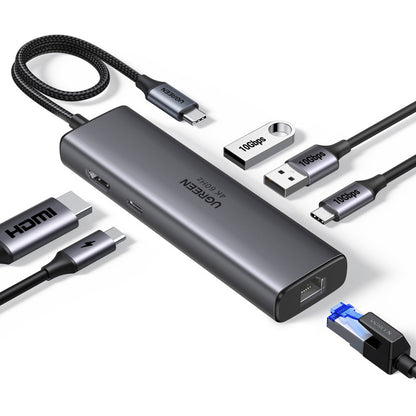 UGREEN CM512 USB-C Hub (45000), 2 x USB-A 3.2 - 2 x USB-C - 1 X HDMI - 1 x RJ45, Gray