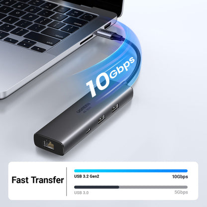 UGREEN CM512 USB-C Hub (45000), 2 x USB-A 3.2 - 2 x USB-C - 1 X HDMI - 1 x RJ45, Gray