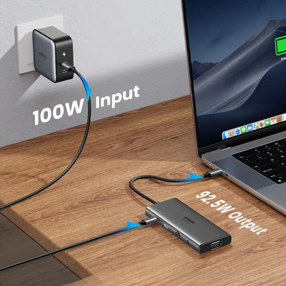 Hub USB-C UGREEN CM639 (45520), 2 x USB-A 3.2 - 3 x USB-C - 1 x HDMI - 1 x VGA - 1 x Jack 3.5mm - 1 x RJ45 - 1 x SD - 1 x microSD, Γκρι